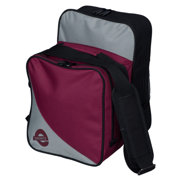 Compact one ball bowling bag black cherry silver